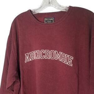 Vintage 90s Abercrombie & Fitch Sweatshirt Mens XL Maroon Sleeve Spell Out Y2K